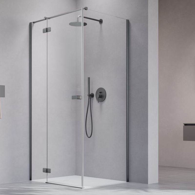 Vixor Sona 8 Kabina prysznicowa prostokątna lewa GunMetal szczotkowany 90x110 cm (N03-24233-92-01L+N03-80612-00-01L+N03-60110-00