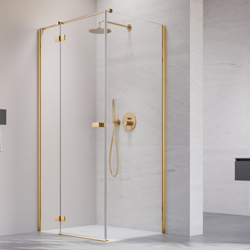 Vixor Sona 6 Kabina prysznicowa prostokątna lewa Złoty błyszczący 80x110 cm (N01-24080-09-01L+N01-60110-00-01)