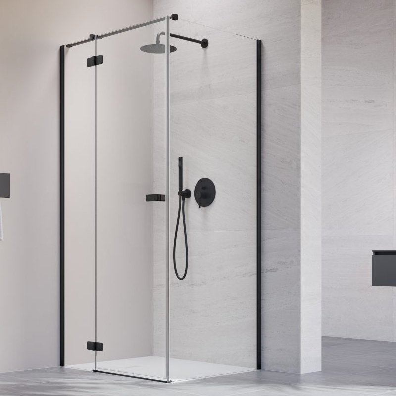 Vixor Sona 6 Kabina prysznicowa prostokątna prawa Czarny mat 80x75 cm (N01-24080-54-01R+N01-60075-00-01)