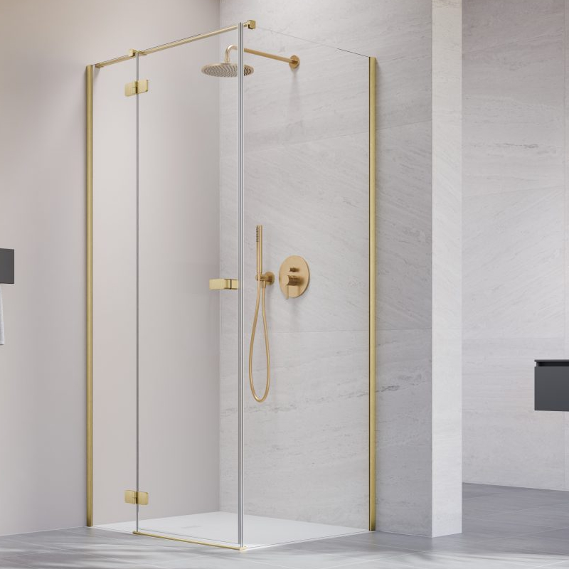 Vixor Sona 6 Kabina prysznicowa prostokątna lewa Złoty szczotkowany 100x90 cm (N01-24100-99-01L+N01-60090-00-01)