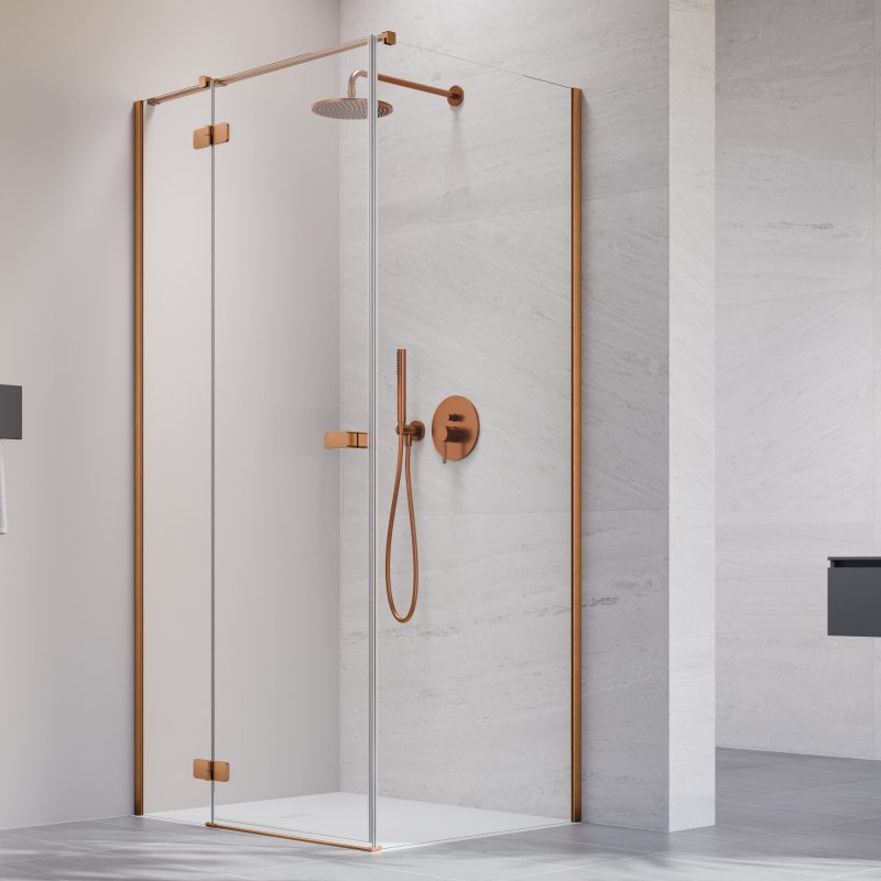 Vixor Sona 6 Kabina prysznicowa prostokątna lewa Miedź szczotkowana 90x75 cm (N01-24090-93-01L+N01-60075-00-01)