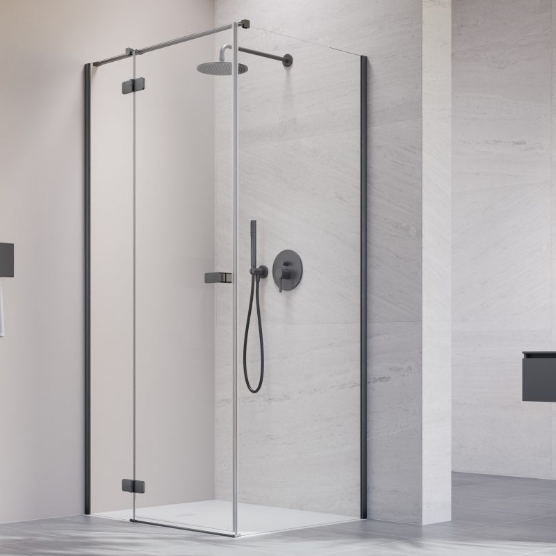 Vixor Sona 6 Kabina prysznicowa prostokątna lewa GunMetal szczotkowany 100x80 cm (N01-24100-92-01L+N01-60080-00-01)