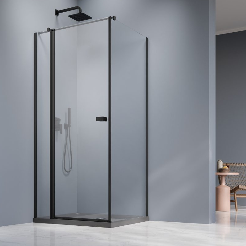 Vixor Vesa 8 CG1 Kabina prysznicowa kwadratowa lewa Czarny mat 80x80 cm (N10-24080-54-01L+N10-60080-00-01)