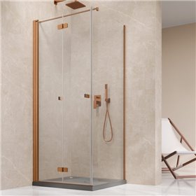 Vixor Vesa 6 CF1 Kabina prysznicowa kwadratowa lewa Miedź szczotkowana 90x90 cm (N09-25090-93-01L+N09-60090-00-01)