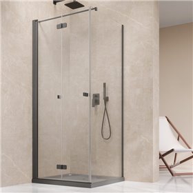 Vixor Vesa 6 CF1 Kabina prysznicowa prostokątna lewa GunMetal szczotkowany 80x70 cm (N09-25080-92-01L+N09-60070-00-01)