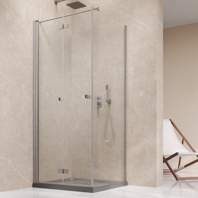 Vixor Vesa 6 CF1 Kabina prysznicowa prostokątna prawa Nikiel szczotkowany 80x90 cm (N09-25080-91-01R+N09-60090-00-01)