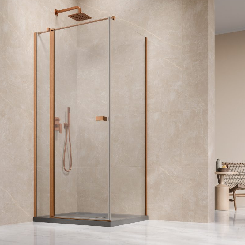 Vixor Vesa 6 CG1 Kabina prysznicowa prostokątna lewa Miedź szczotkowana 110x100 cm (N09-24110-93-01L+N09-60100-00-01)