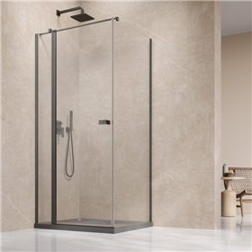 Vixor Vesa 6 CG1 Kabina prysznicowa prostokątna prawa GunMetal szczotkowany 90x100 cm (N09-24090-92-01R+N09-60100-00-01)