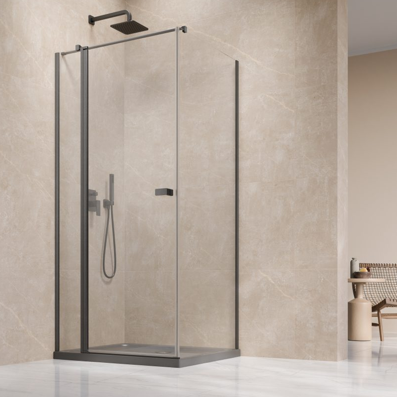 Vixor Vesa 6 CG1 Kabina prysznicowa prostokątna prawa GunMetal szczotkowany 90x100 cm (N09-24090-92-01R+N09-60100-00-01)