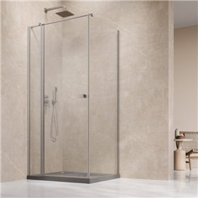 Vixor Vesa 6 CG1 Kabina prysznicowa prostokątna prawa Nikiel szczotkowany 90x100 cm (N09-24090-91-01R+N09-60100-00-01)