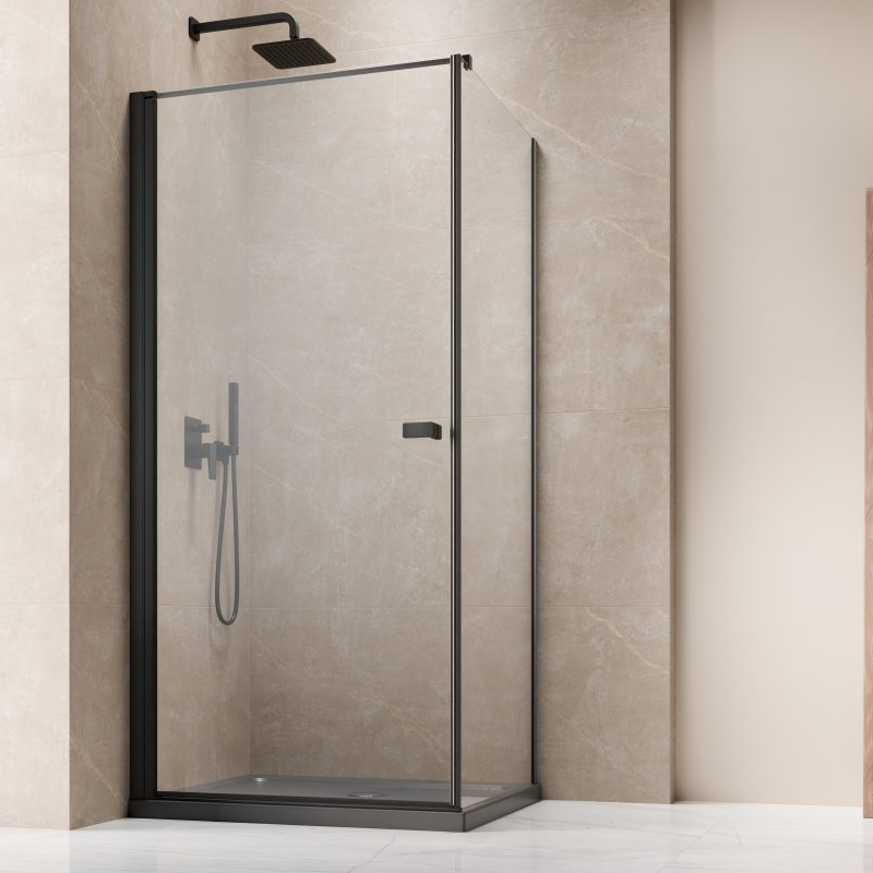 Vixor Vesa 6 CW1 Kabina prysznicowa prostokątna prawa Czarny mat 80x75 cm (N09-23080-54-01R+N09-60075-00-01)