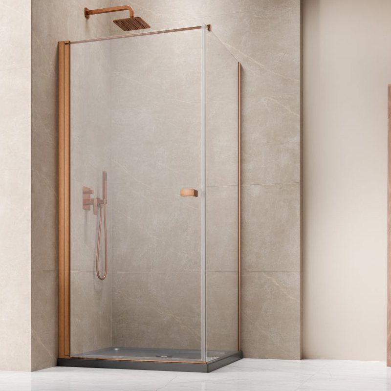 Vixor Vesa 6 CW1 Kabina prysznicowa kwadratowa lewa Miedź szczotkowana 90x90 cm (N09-23090-93-01L+N09-60090-00-01)