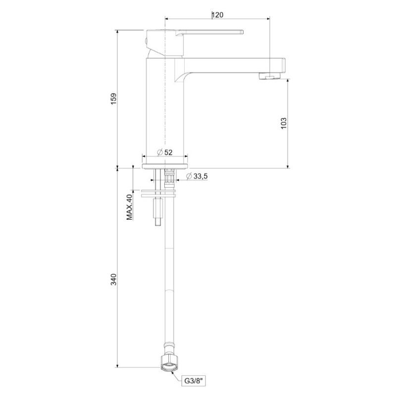 Paffoni Ringo Bateria umywalkowa pionowa (bez korka) RIN071CR