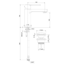 Paffoni Ringo Bateria umywalkowa stojąca (z korkiem click clack) (RIN071KCR)