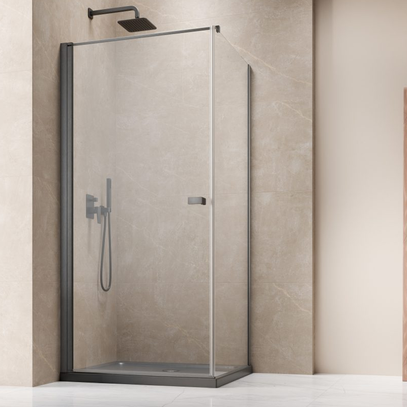 Vixor Vesa 6 CW1 Kabina prysznicowa prostokątna lewa GunMetal szczotkowany 90x70 cm (N09-23090-92-01L+N09-60070-00-01)