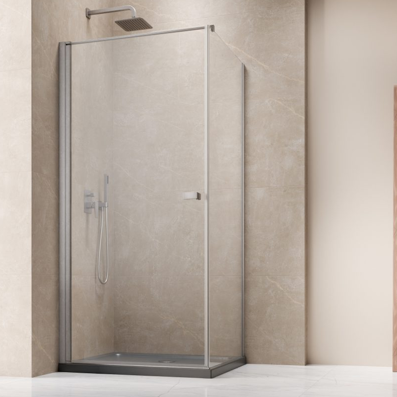 Vixor Vesa 6 CW1 Kabina prysznicowa kwadratowa lewa Nikiel szczotkowany 100x100 cm (N09-23100-91-01L+N09-60100-00-01)