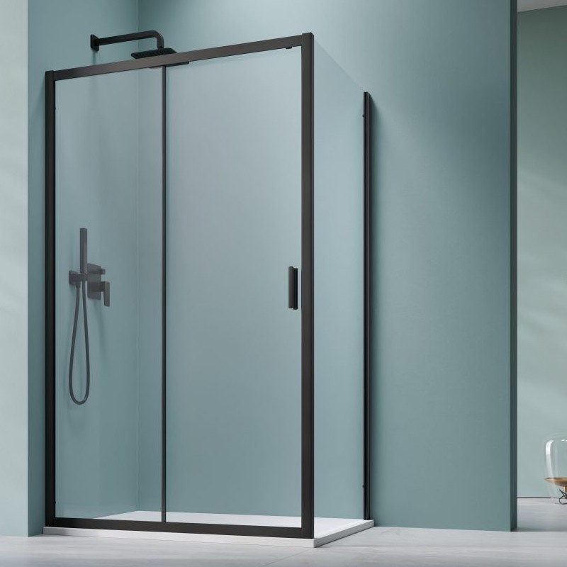 Vixor Formula 6 CG1 Kabina prysznicowa prostokątna narożna Czarny mat 110x80 cm (N11-00110-54-01+N11-60080-54-01)