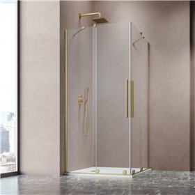 Vixor Milo 8 CG2 Kabina prysznicowa prostokątna narożna złoty szczotkowany 110Lx80P cm (N05-21110-99-01L+N05-21080-99-01R)