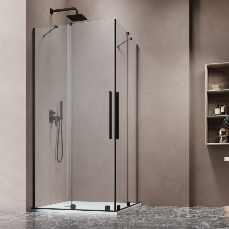 Vixor Milo 8 CG2 Kabina prysznicowa prostokątna gunmetal szczotkowany 90Lx120P cm (N05-21090-92-01L+N05-21120-92-01R)