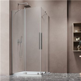 Vixor Milo 8 CG2 Kabina prysznicowa prostokątna nikiel szczotkowany 100Lx80P cm (N05-21100-91-01L+N05-21080-91-01R)