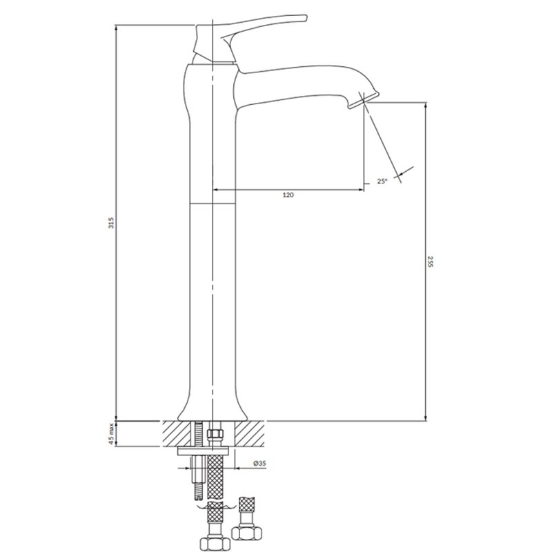 Omnires Art Deco bateria umywalkowa wysoka miedź antyczna szczotkowana (AD5112ORB)