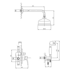 Omnires Art Deco system prysznicowy podtynkowy chrom połysk (SYSAD25CR)