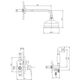 Omnires Art Deco system prysznicowy podtynkowy złoty połysk (SYSAD27GL)