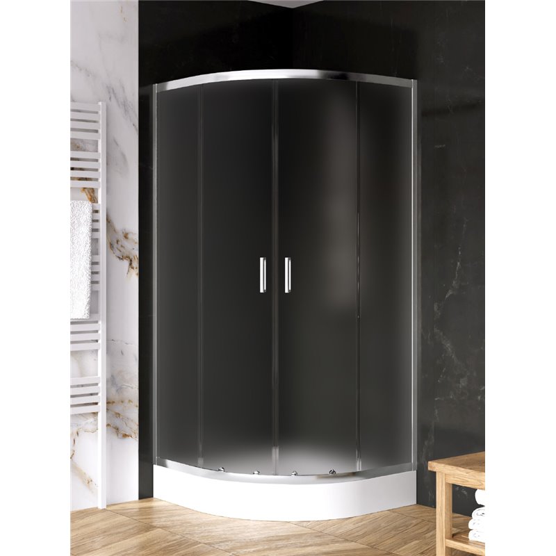 New Trendy Suvia Kabina prysznicowa 2D półokrągła R55 U 80x80x190 szkło satyna  z powłoką Active Shield (K-5119)