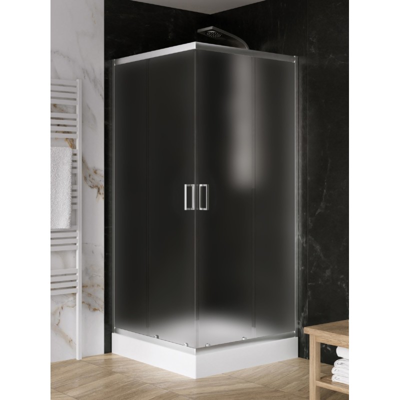 New Trendy Suvia Kabina prysznicowa 2D kwadratowa U 80x80x190 szkło satyna z powłoką Active Shield (K-5121)