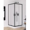 New Trendy Suvia Zestaw - Kabina prysznicowa kwadratowa 80x80x206 drzwi przesuwne szkło satyna czarna + Brodzik (ZS-0047)