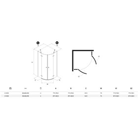 New Trendy Kalibra Kabina prysznicowa 2D półokrągła R55 U 80x80x195 szkło czyste czarny mat 6mm Active Shield (K-5129)