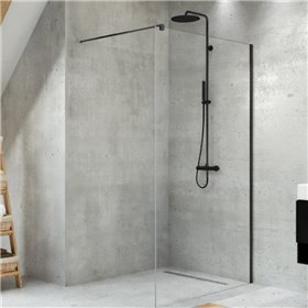 New Trendy Velio Kabina prysznicowa czarny mat walk-in U 120x200 szkło czyste 8mm Active Shield  (D-0145B)