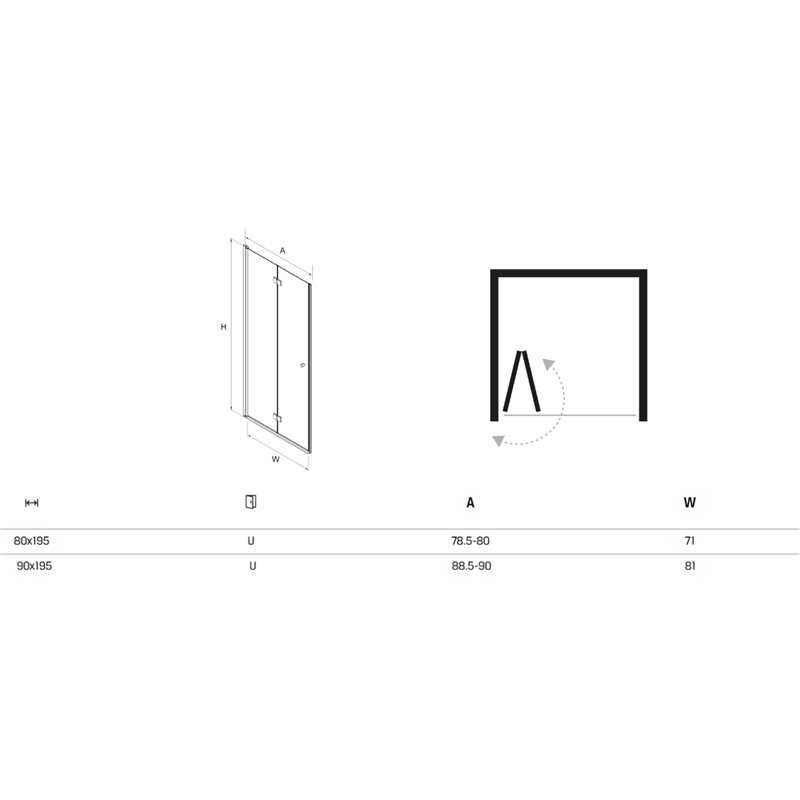 New Trendy Superia Drzwi wnękowe Chrom 1D U 80x195 drzwi składane szkło czyste 6mm Active Shield (D-1031A)
