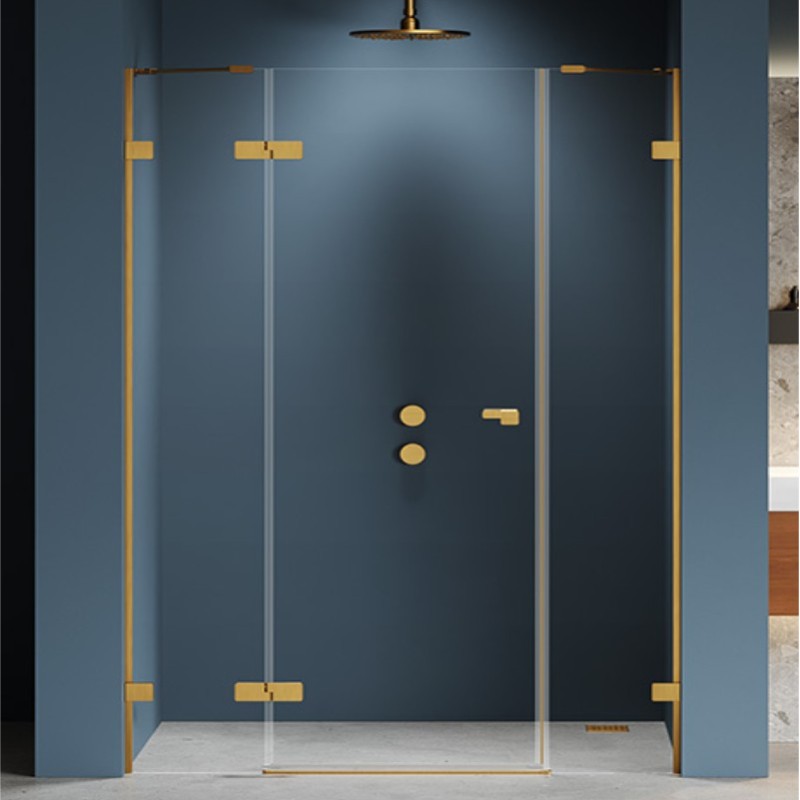 New Trendy Eventa Gold Brushed NZ4 Drzwi wnękowe złoty szczotkowany 1D Prawa 130x200 cm 8mm Active Shield 2.0 (EXK-8236)