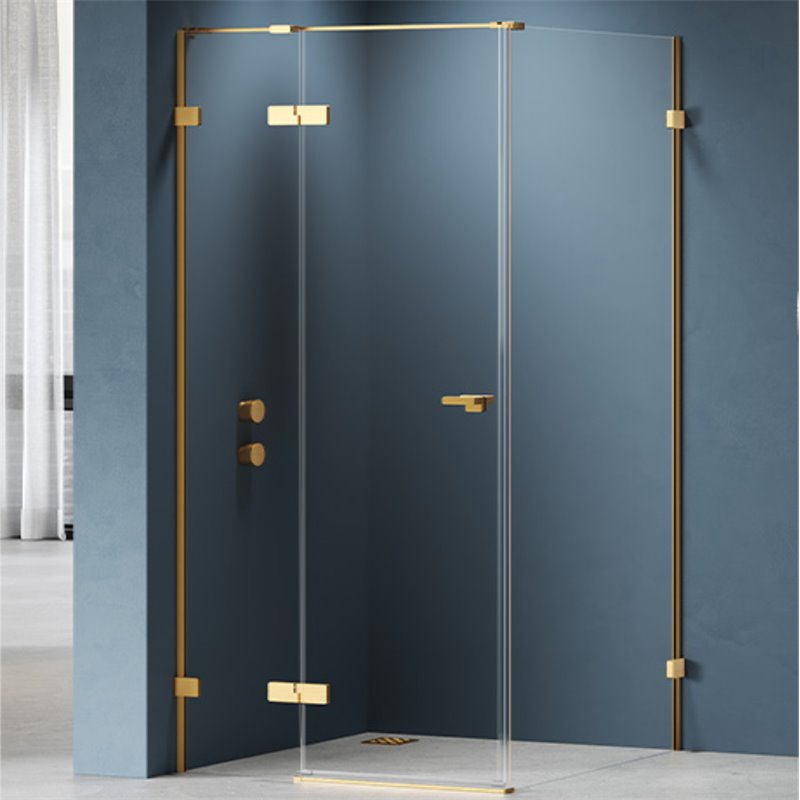 New Trendy Eventa Gold Brushed Kabina prysznicowa 1D kwadratowa Prawa 80x80x200 cm Active Shield 2.0 (EXK-8272)
