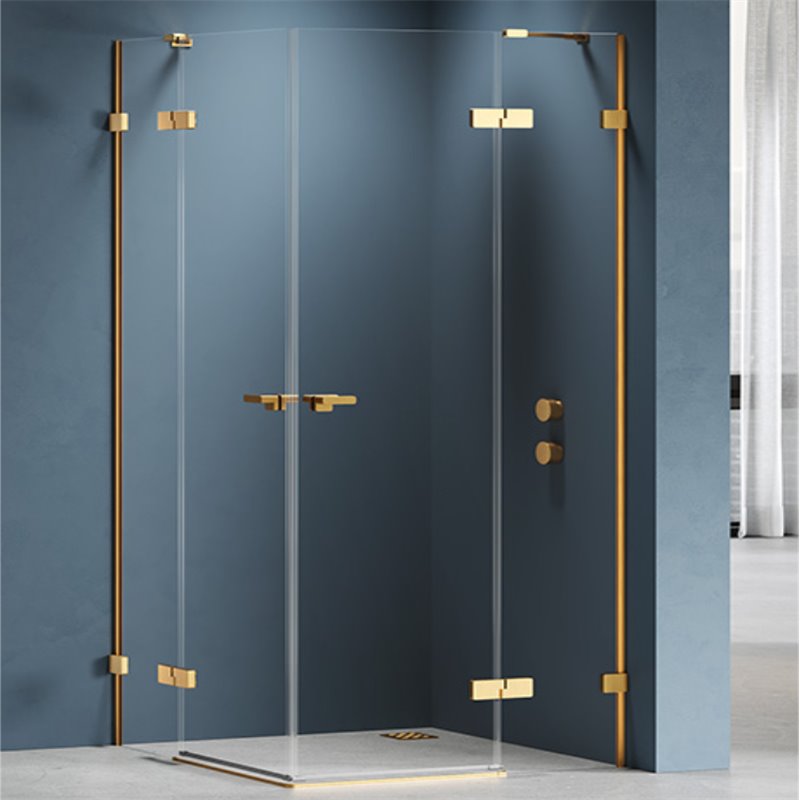 New Trendy Eventa Gold Brushed Kabina prysznicowa 2D prostokątna 80x100x200 cm Active Shield 2.0 (EXK-8303)