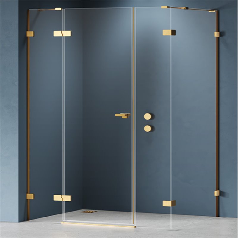 New Trendy Eventa Gold Brushed Kabina prysznicowa 1D prostokątna Prawa 130x80x200 Active Shield 2.0 (EXK-8329)