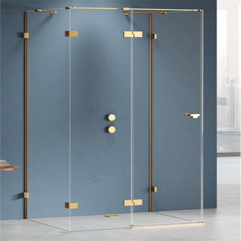 New Trendy Eventa Gold Brushed Kabina prysznicowa 1D prostokątna przyścienna Lewa 80x100 Active Shield 2.0 (EXK-8348)