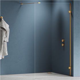 New Trendy Eventa Gold Brushed Kabina prysznicowa WALK-IN U 90x200 cm Active Shield 2.0 (EXK-8392)