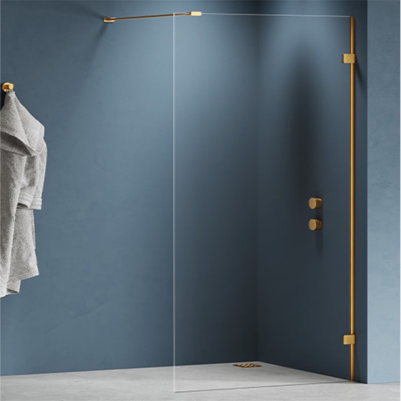 New Trendy Eventa Gold Brushed Kabina prysznicowa WALK-IN U 150x200 cm Active Shield 2.0 (EXK-8398)