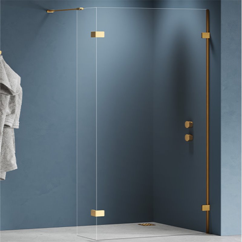 New Trendy Eventa Gold Brushed Kabina prysznicowa Walk-In (2 ścianki) U 120x33x200 Active Shield 2.0 (EXK-8407+EXK-8413)