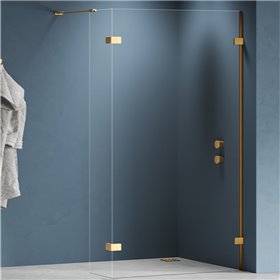 New Trendy Eventa Gold Brushed Kabina prysznicowa Walk-In (2 ścianki) U 160x33x200 Active Shield 2.0 (EXK-8411+EXK-8413)