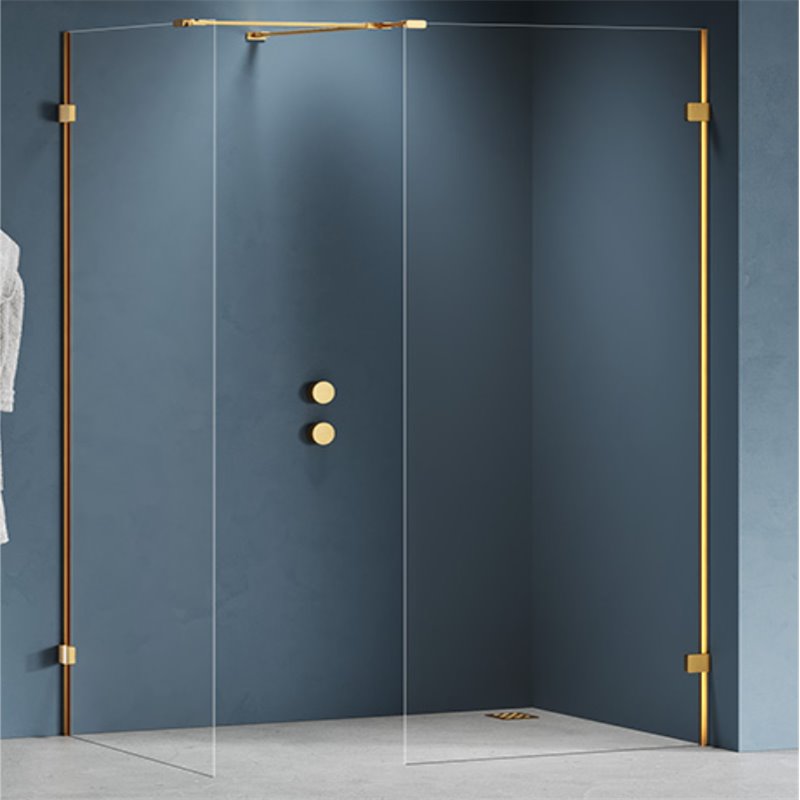 New Trendy Eventa Gold Brushed Kabina prysznicowa U 150x90x200 cm Active Shield 2.0 (EXK-8437)