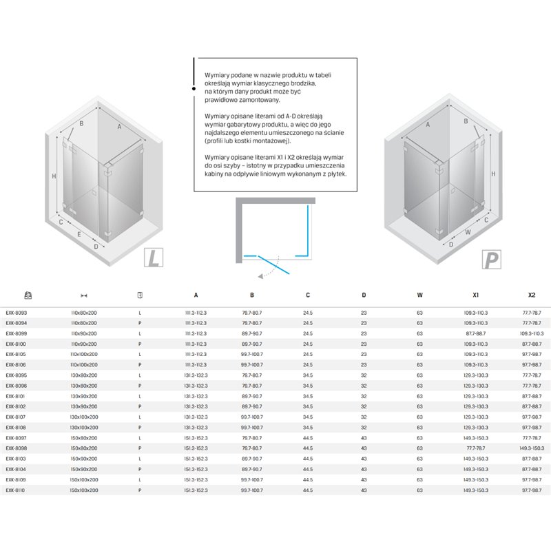 New Trendy Eventa Copper Brushed Kabina prysznicowa 1D prostokątna Prawa 110x90x200 cm Active Shield 2.0 (EXK-8100)