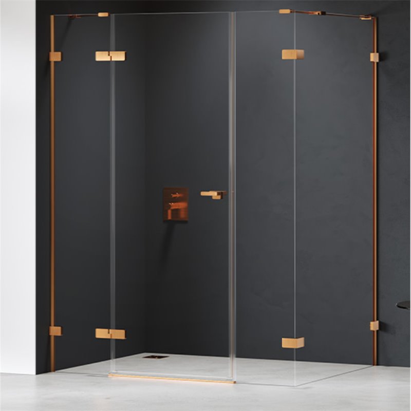 New Trendy Eventa Copper Brushed Kabina prysznicowa 1D prostokątna Lewa 130x100x200 cm Active Shield 2.0 (EXK-8107)