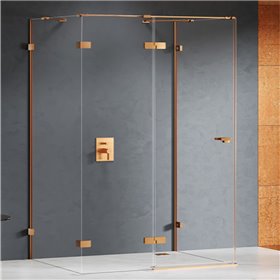New Trendy Eventa Copper Brushed Kabina prysznicowa 1D prostokątna przyścienna Prawa 90x80x200 cm (EXK-8118)