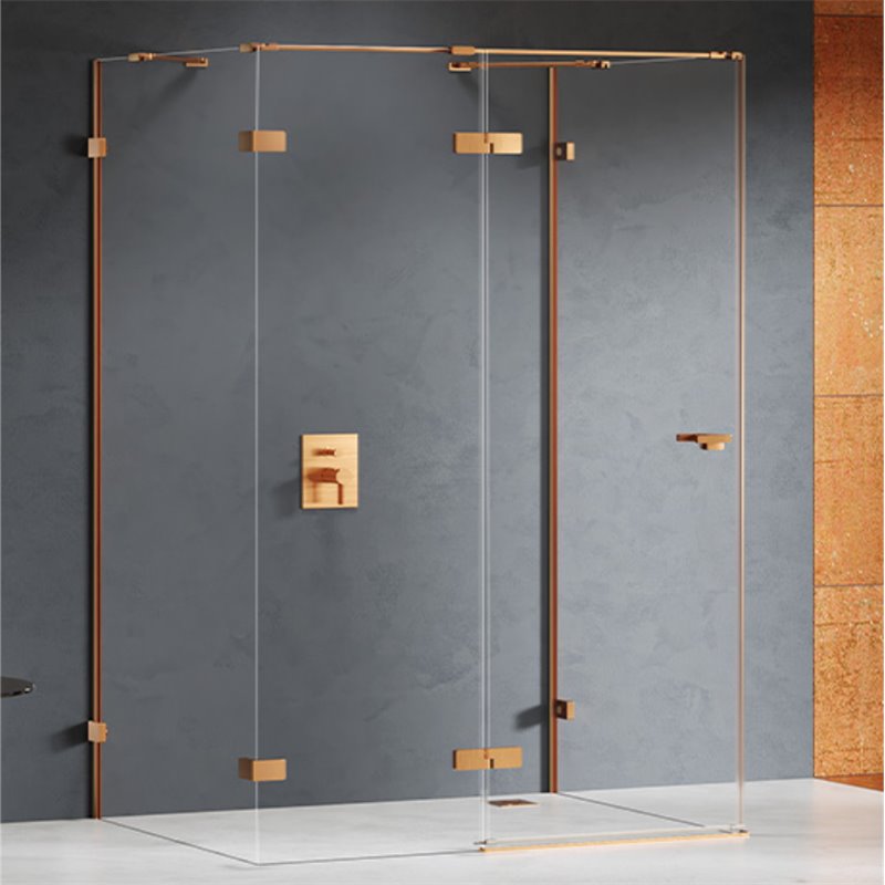 New Trendy Eventa Copper Brushed Kabina prysznicowa 1D kwadratowa przyścienna Lewa 100x100x200 cm (EXK-8127)