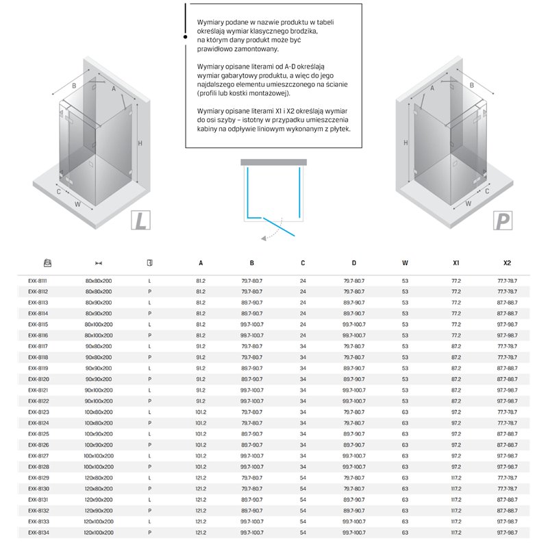 New Trendy Eventa Copper Brushed Kabina prysznicowa 1D prostokątna przyścienna Lewa 120x90x200 cm (EXK-8131)