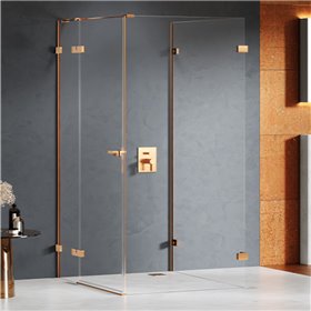 New Trendy Eventa Copper Brushed Kabina prysznicowa 1D prostokątna przyścienna Prawa 80x90x200 cm (EXK-8142)