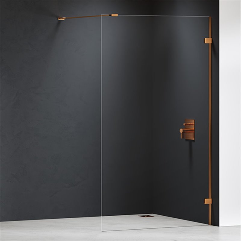New Trendy Eventa Copper Brushed Kabina prysznicowa WALK-IN U 100x200 cm Active Shield 2.0 (EXK-8160)